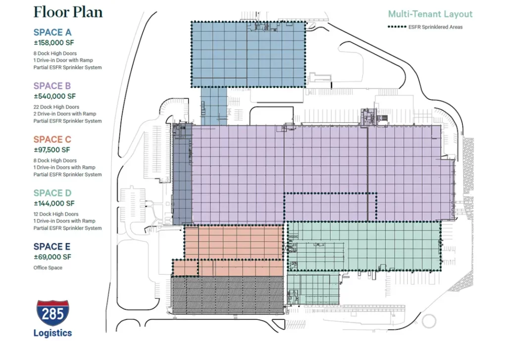 Aetna Realty I-285 Logistics building floor plan used to anchor roof decisions to tenant and layout context
